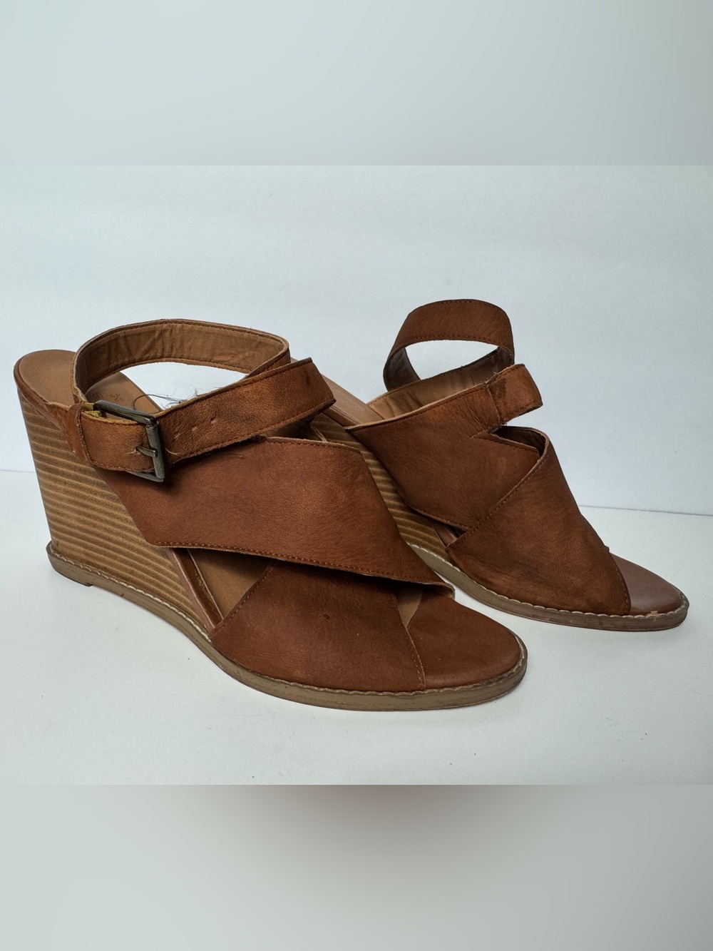 Caslon Tan Suede Crisscross Wedge Sandals